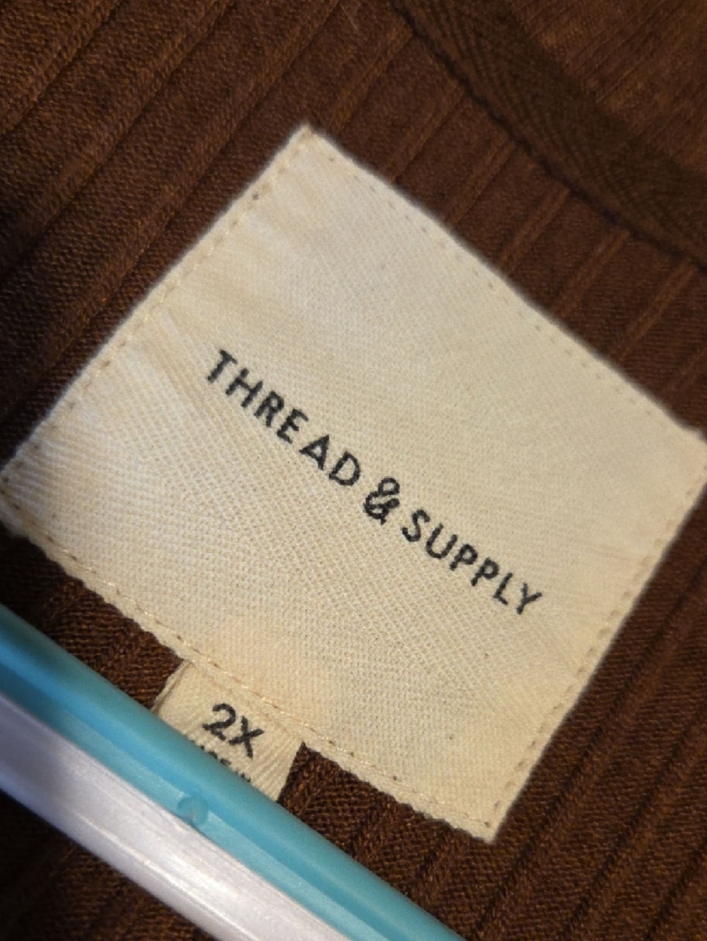 Thread & Supply Brown Ribbed Button-Up Top - Picture 2 of 4